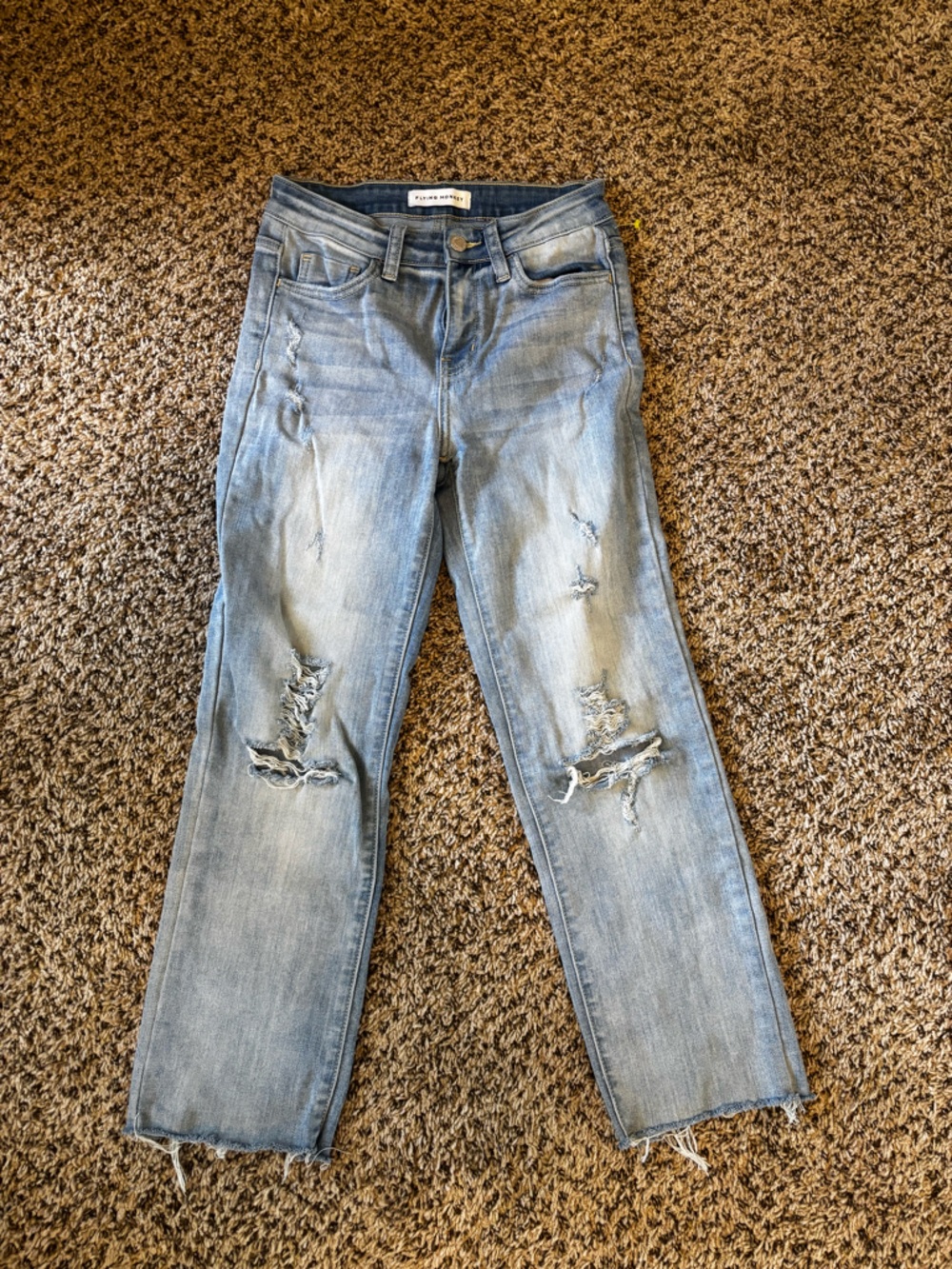 Flying Monkey Washed Light-Blue Distressed Jeans